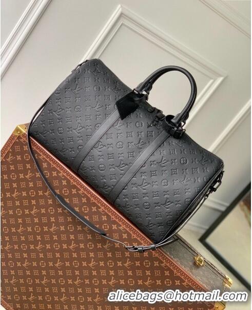 Super Quality Louis Vuitton Keepall Bandouliere 50 in Black Taurillon Monogram Leather M59025 2024