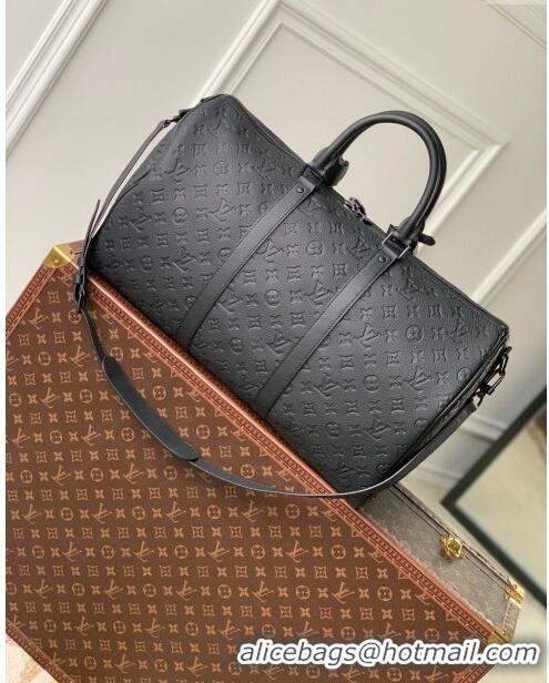 Super Quality Louis Vuitton Keepall Bandouliere 50 in Black Taurillon Monogram Leather M59025 2024