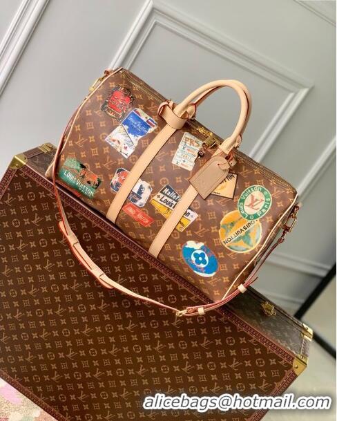 Famous Brand Louis Vuitton Keepall Bandouliere 45 Bag in Monogram Canvas M24960 Brown 2024