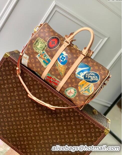 Famous Brand Louis Vuitton Keepall Bandouliere 45 Bag in Monogram Canvas M24960 Brown 2024