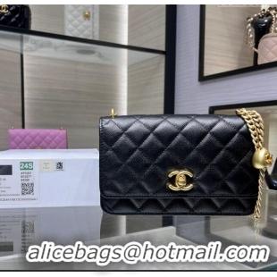 Promotional Chanel Grained Calfskin Clutch with Heart Chain AP3201 Black 2024