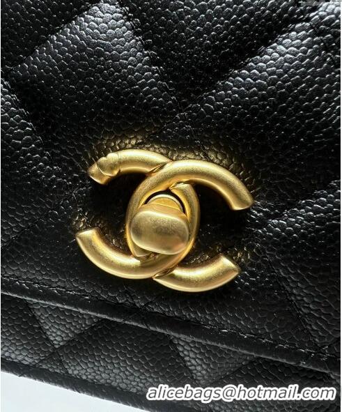 Promotional Chanel Grained Calfskin Clutch with Heart Chain AP3201 Black 2024