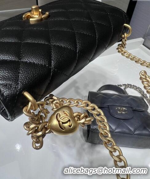 Promotional Chanel Grained Calfskin Clutch with Heart Chain AP3201 Black 2024