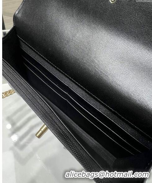 Promotional Chanel Grained Calfskin Clutch with Heart Chain AP3201 Black 2024