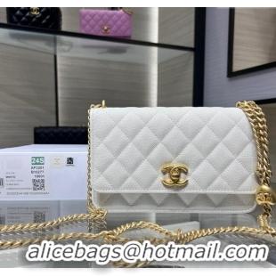 Buy Discount Chanel Grained Calfskin Clutch with Heart Chain AP3201 White 2024