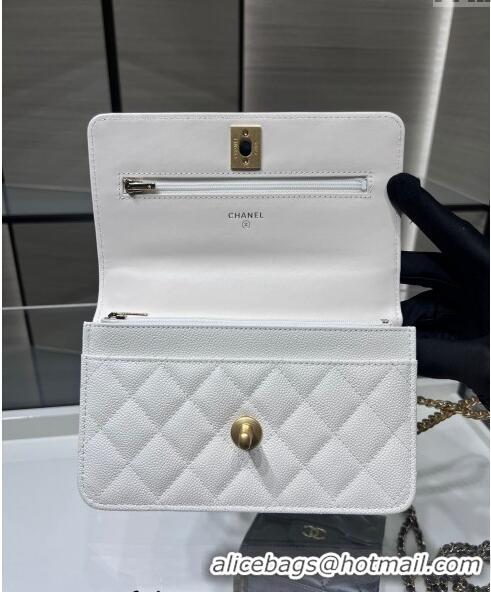 Buy Discount Chanel Grained Calfskin Clutch with Heart Chain AP3201 White 2024