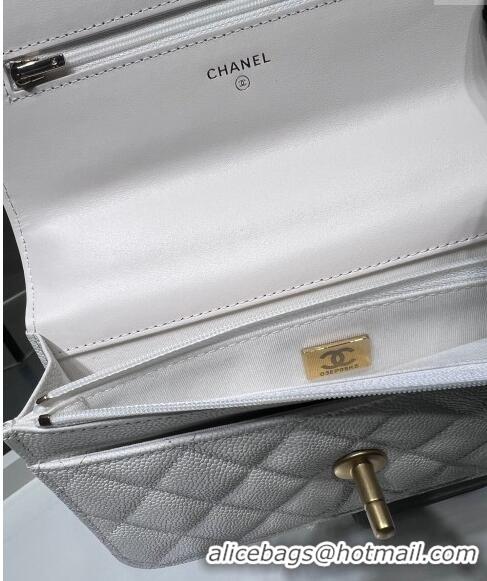 Buy Discount Chanel Grained Calfskin Clutch with Heart Chain AP3201 White 2024