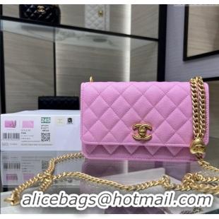 Luxury Cheap Chanel Grained Calfskin Clutch with Heart Chain AP3201 Pink 2024