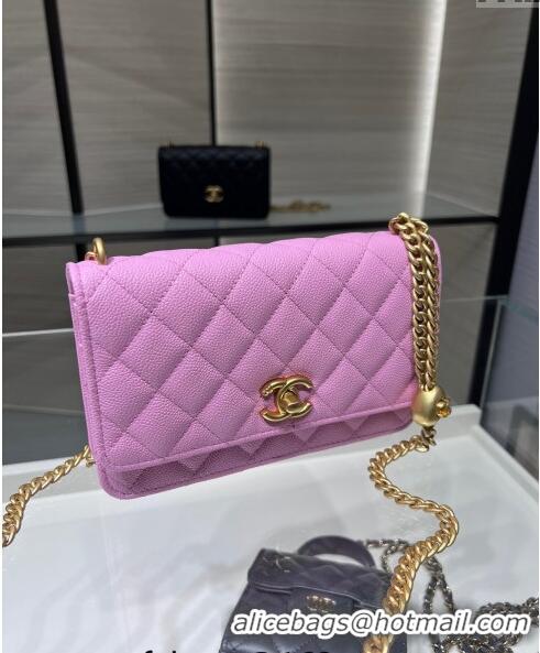 Luxury Cheap Chanel Grained Calfskin Clutch with Heart Chain AP3201 Pink 2024