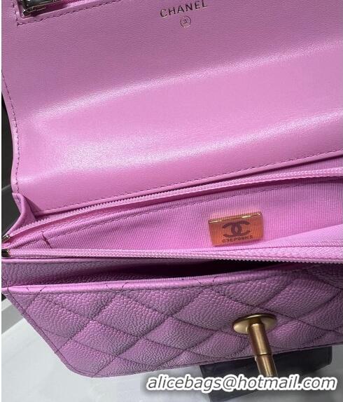 Luxury Cheap Chanel Grained Calfskin Clutch with Heart Chain AP3201 Pink 2024