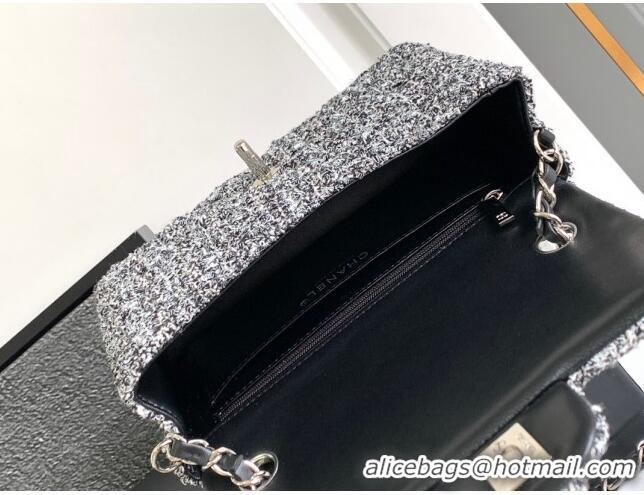 Buy Fashionable Chanel Classic Tweed Mini 11.12 Flap Bag A69900 White/Black 2024