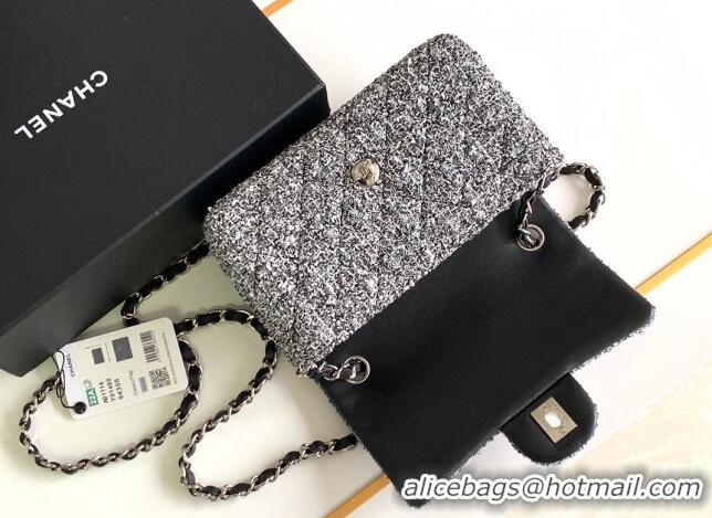 Buy Fashionable Chanel Classic Tweed Mini 11.12 Flap Bag A69900 White/Black 2024