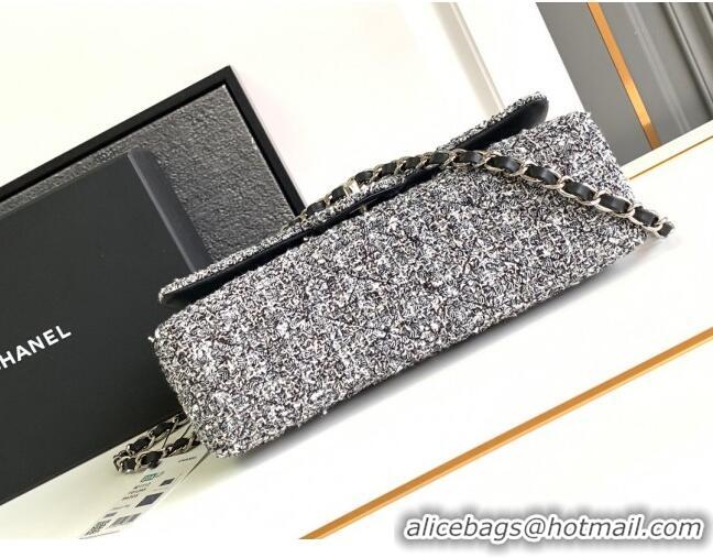 Famous Brand Chanel Classic Tweed Medium 11.12 Flap Bag A01112 White/Black 2024