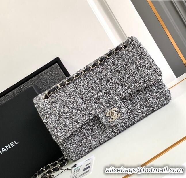 Famous Brand Chanel Classic Tweed Medium 11.12 Flap Bag A01112 White/Black 2024