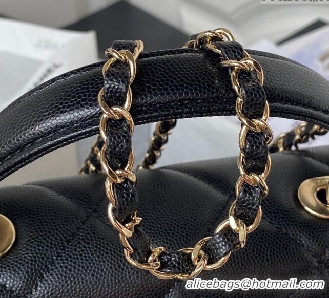 Buy Inexpensive Chanel Grained Calfskin Medium Flap Bag with Top Handle AS4712 Black 2024