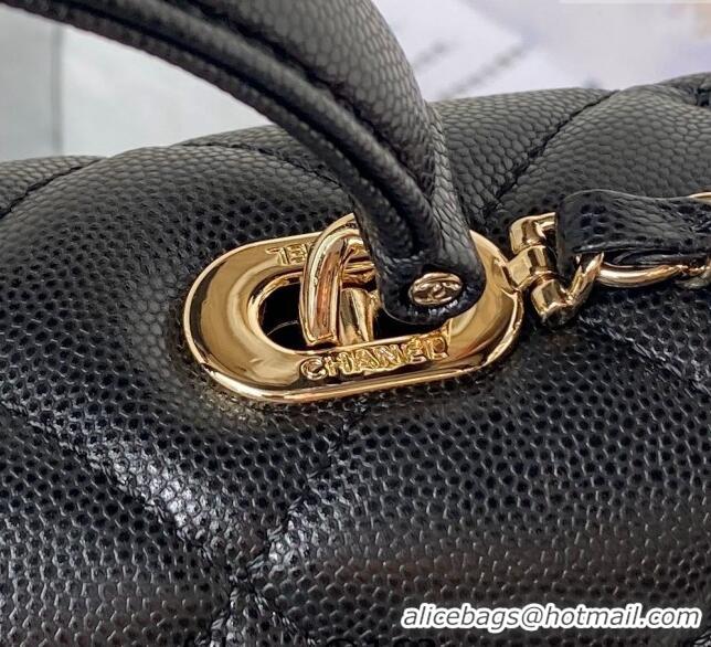 Buy Inexpensive Chanel Grained Calfskin Medium Flap Bag with Top Handle AS4712 Black 2024