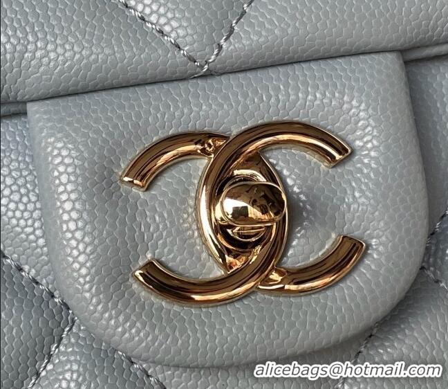 Famous Brand Chanel Grained Calfskin Medium Flap Bag with Top Handle AS4712 Light Blue 2024