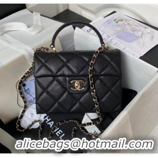 Buy Discount Chanel Grained Calfskin Small Flap Bag with Top Handle AS4711 Black 2024