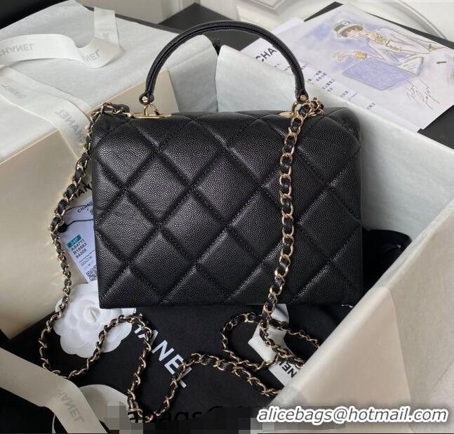 Buy Discount Chanel Grained Calfskin Small Flap Bag with Top Handle AS4711 Black 2024