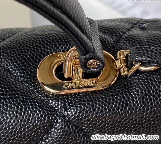 Buy Discount Chanel Grained Calfskin Small Flap Bag with Top Handle AS4711 Black 2024