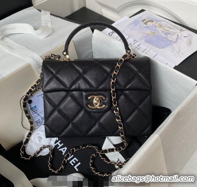 Buy Discount Chanel Grained Calfskin Small Flap Bag with Top Handle AS4711 Black 2024