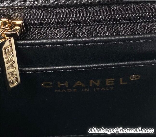 Buy Discount Chanel Grained Calfskin Small Flap Bag with Top Handle AS4711 Black 2024