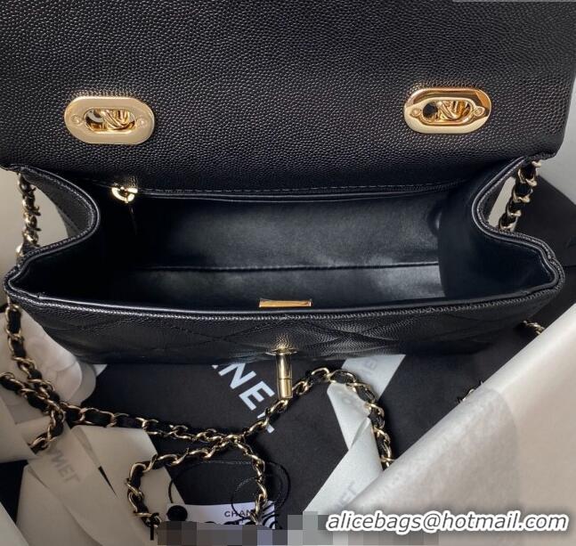 Buy Discount Chanel Grained Calfskin Small Flap Bag with Top Handle AS4711 Black 2024