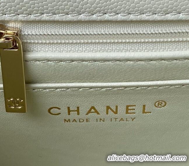 Promotional Chanel Grained Calfskin Small Flap Bag with Top Handle AS4711 White 2024