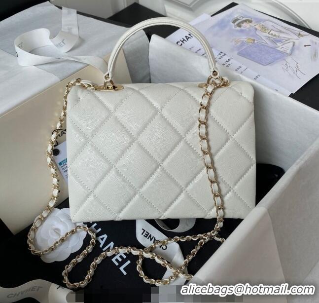 Promotional Chanel Grained Calfskin Small Flap Bag with Top Handle AS4711 White 2024