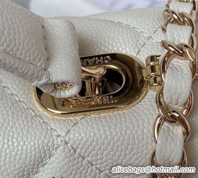 Promotional Chanel Grained Calfskin Small Flap Bag with Top Handle AS4711 White 2024