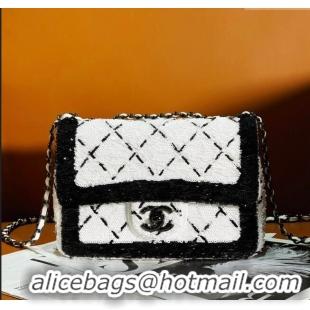 Grade Design Chanel Sequins & Black Metal Small Flap Bag AS4561 White/Black 2024