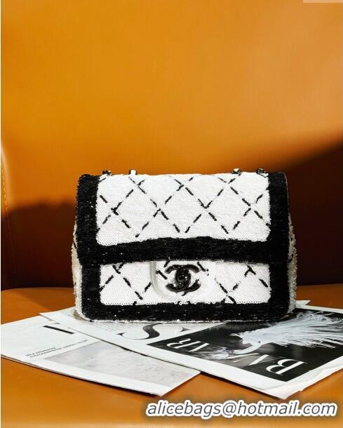 Grade Design Chanel Sequins & Black Metal Small Flap Bag AS4561 White/Black 2024