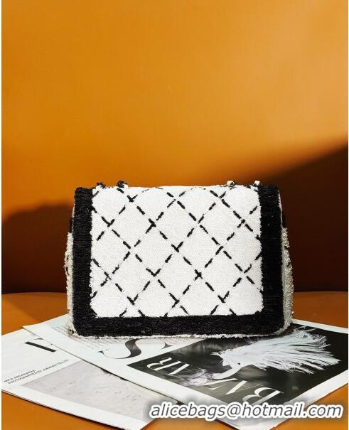 Grade Design Chanel Sequins & Black Metal Small Flap Bag AS4561 White/Black 2024