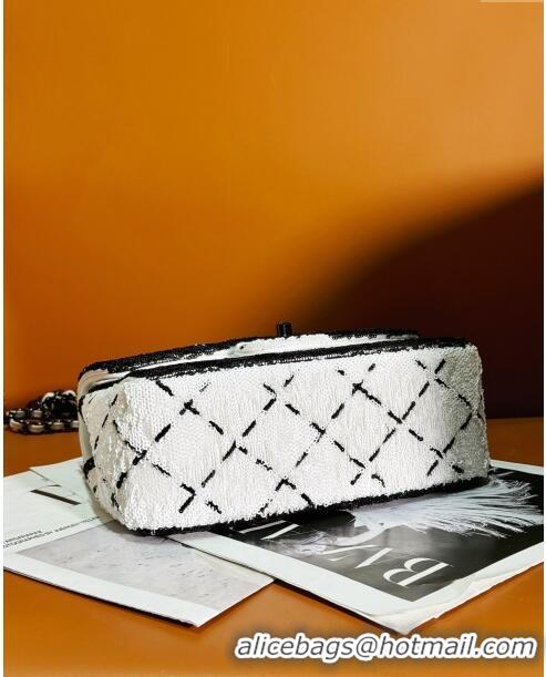 Grade Design Chanel Sequins & Black Metal Small Flap Bag AS4561 White/Black 2024