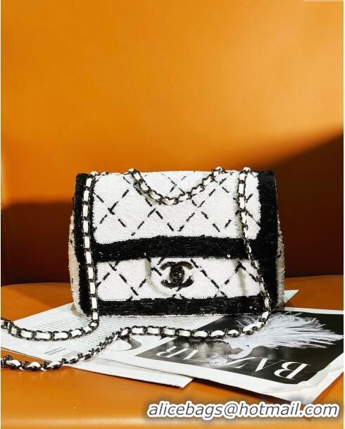 Grade Design Chanel Sequins & Black Metal Small Flap Bag AS4561 White/Black 2024