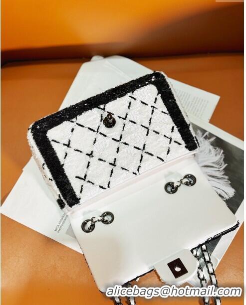 Grade Design Chanel Sequins & Black Metal Small Flap Bag AS4561 White/Black 2024