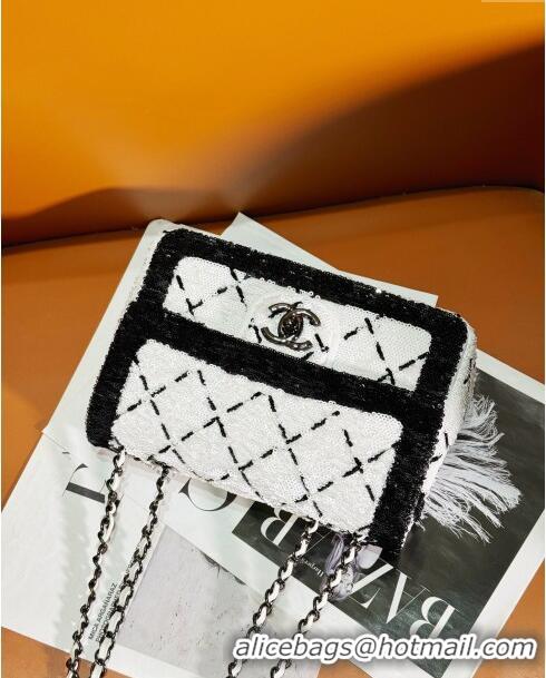 Grade Design Chanel Sequins & Black Metal Small Flap Bag AS4561 White/Black 2024