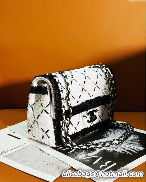 Grade Design Chanel Sequins & Black Metal Small Flap Bag AS4561 White/Black 2024