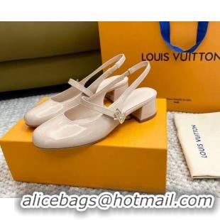 Best Price Louis Vuitton Romy Slingback Pumps 3.5cm in Patent Leather Pale Pink 606169