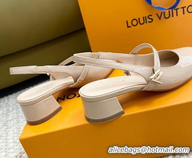 Best Price Louis Vuitton Romy Slingback Pumps 3.5cm in Patent Leather Pale Pink 606169