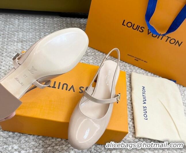 Best Price Louis Vuitton Romy Slingback Pumps 3.5cm in Patent Leather Pale Pink 606169