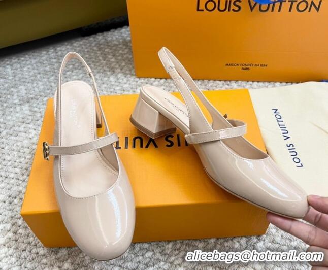 Best Price Louis Vuitton Romy Slingback Pumps 3.5cm in Patent Leather Pale Pink 606169