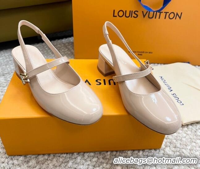 Best Price Louis Vuitton Romy Slingback Pumps 3.5cm in Patent Leather Pale Pink 606169