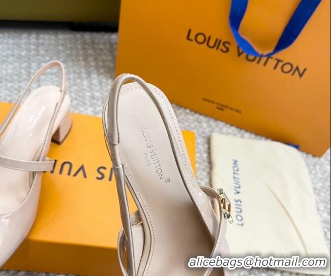 Best Price Louis Vuitton Romy Slingback Pumps 3.5cm in Patent Leather Pale Pink 606169