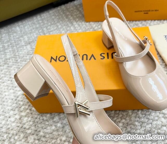 Best Price Louis Vuitton Romy Slingback Pumps 3.5cm in Patent Leather Pale Pink 606169