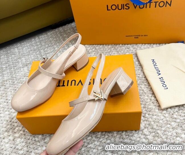 Best Price Louis Vuitton Romy Slingback Pumps 3.5cm in Patent Leather Pale Pink 606169