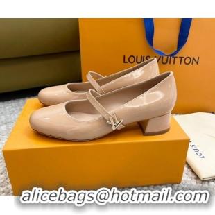 Best Grade Louis Vuitton Romy Pumps 3.5cm in Patent Leather Nude 606171