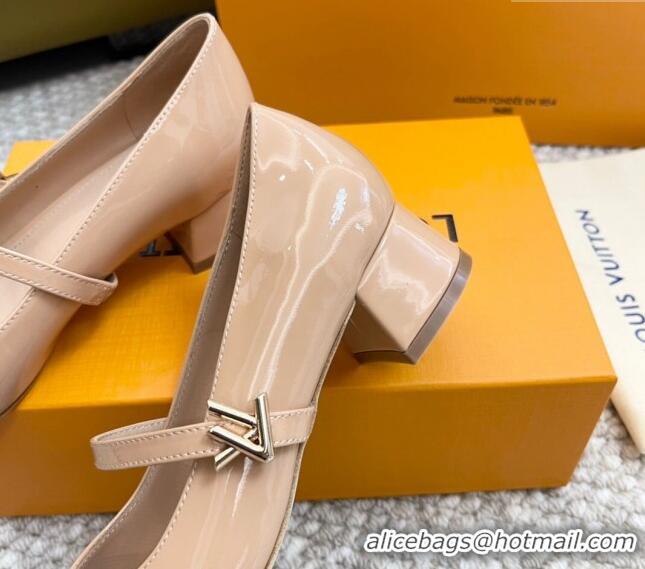 Best Grade Louis Vuitton Romy Pumps 3.5cm in Patent Leather Nude 606171