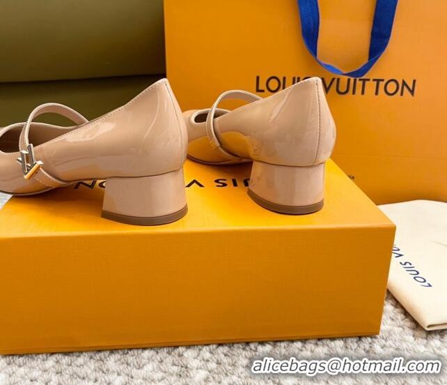 Best Grade Louis Vuitton Romy Pumps 3.5cm in Patent Leather Nude 606171