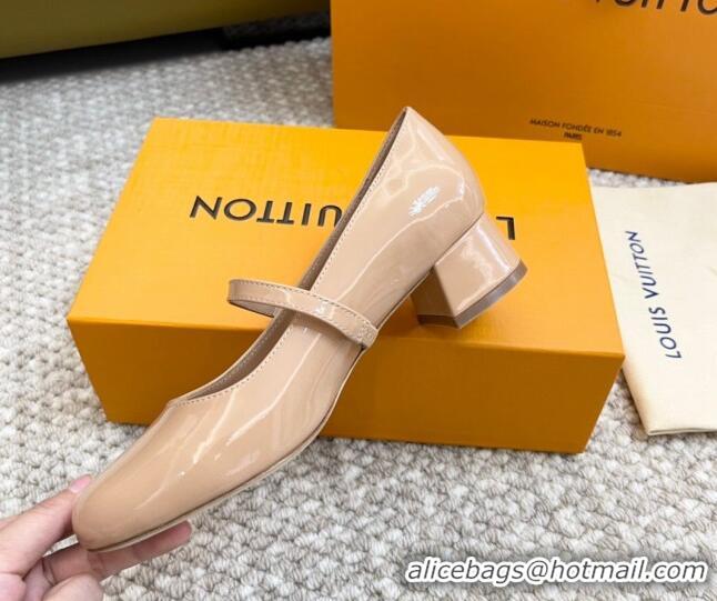 Best Grade Louis Vuitton Romy Pumps 3.5cm in Patent Leather Nude 606171